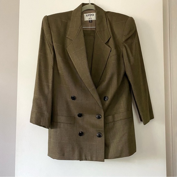 Vintage Kasper for A.S.L. Brown Suit Set Blazer Jacket and Matching Skirt - Picture 6 of 13